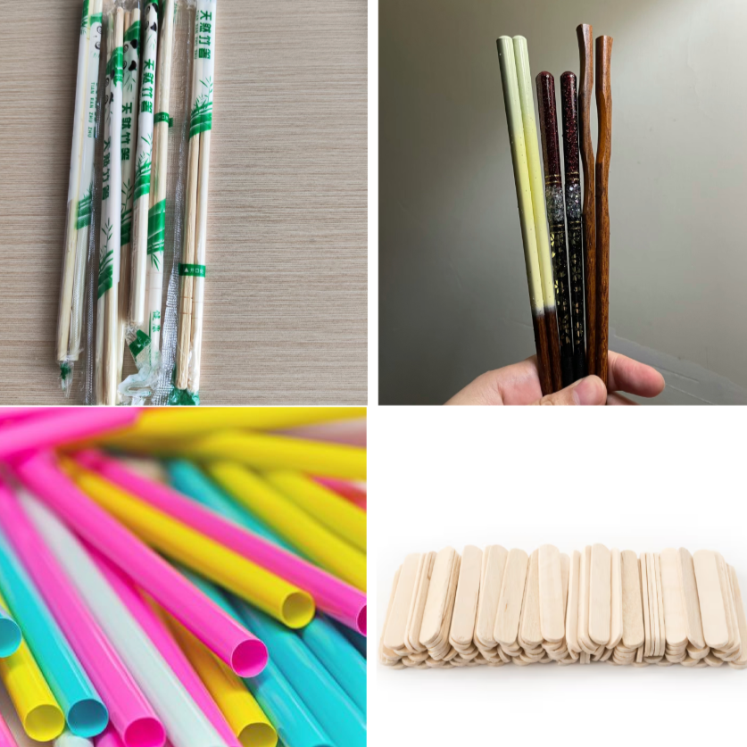 Different materials: bamboo, wood, plastic
